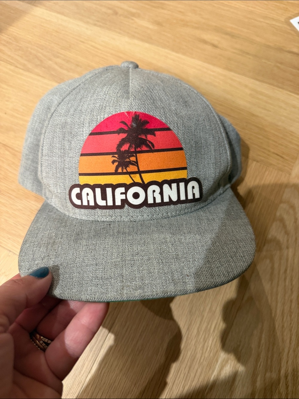 The Classics Youth Gray California Hat with Pink-to-Orange Sunset Graphic